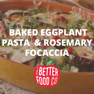 Baked Eggplant Pasta with Rosemary Focaccia
